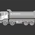 White Mitsubishi Dump Truck Model With Dark Gray Bed And Wheels
