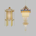 Traditional Ornate Wall Lamps With Lantern Design Golden Frame Lotus Base And Colorful Tassels