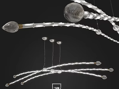 Modern Chandelier With Curved Crystal Arms For Contemporary Interior Decoration 3d model