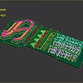 Computer Printed Circuit Board With Green Substrate Orange Wiring And Precision Layout 3d model