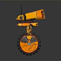 Orange Single Wheeled Robot Character With Antenna And Eye Structure 3d model