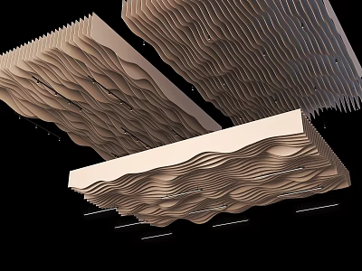 Modern Wavy Texture Ceiling Design with 3D Patterns and Layered Structure 3d model