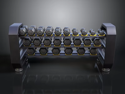Black Dumbbell Rack With Neatly Arranged Multiple Weights For Fitness Training 3d model