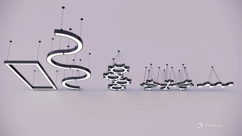 Modern Spiral And Geometric Chandelier Designs For Interior Decoration 3d model 