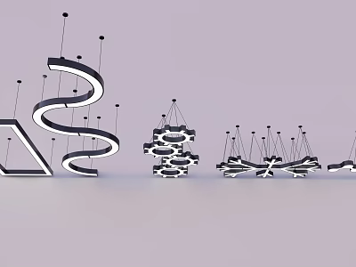 Modern Spiral And Geometric Chandelier Designs For Interior Decoration 3d model