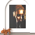 Artistic Portrait Painting Of Woman With Updo Hair And Black Gloves On Dark Background