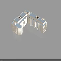 Modern Multi Story Apartment Building With Light Colored Facade And Window Arrangements 3d model