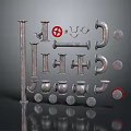 Various Types of Metal Pipe Fittings with Elbows Tees Flanges and Valves