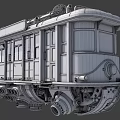 Vintage Train with Wooden Carriage Ornate Top Express Lettering Mechanical Bottom and Classic Windows