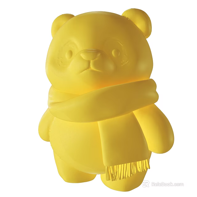 Yellow Plush Bear Toy With Scarf And Soft Material Design 3d model 