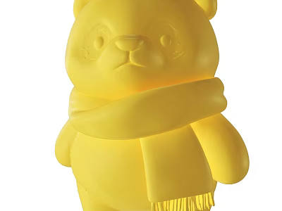 Yellow Plush Bear Toy With Scarf And Soft Material Design 3d model
