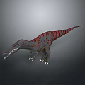 3D Reptile Model With Red Stripes Spots And Open Mouth On Gray Background
