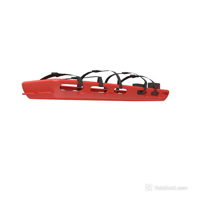 Durable Red Medical Stretcher With Black Straps For Emergency Patient Use 3d model 