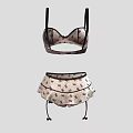 Delicate Women's Lingerie Set With Patterned Design Lace Trim And Bow Accents