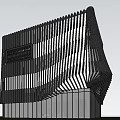Modern Sales Office Building With Vertical Striped Facade And Green Courtyard