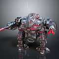 Sci Fi Bipedal Mechanical Robot Character With Red Weapon Arms And Metallic Armor 3d model