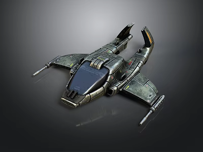 Sci Fi Spacecraft With Metallic Design Cockpit And Cosmic Exploration Wings 3d model