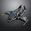 Sci Fi Spacecraft With Metallic Design Cockpit And Cosmic Exploration Wings