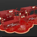 2024 Chinese New Year Festive Red Decorative Pavilion With Lanterns And Ornaments