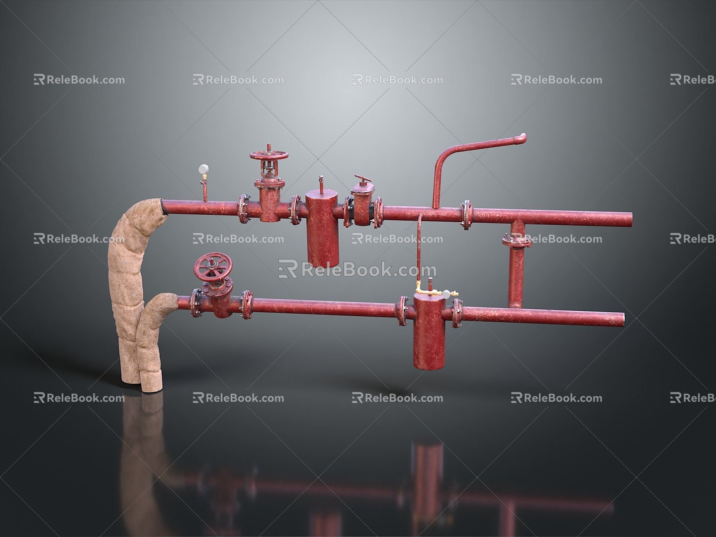 Pipe water pipe valve iron pipe fitting flange tee joint pipe water pipe valve 3d model