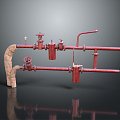 Pipe water pipe valve iron pipe fitting flange tee joint pipe water pipe valve 3d model