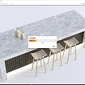 Modern Bar Chair Combination Bar Counter Water Bar Counter Middle Island Table and Chair Bar Table and Chair 3d model