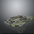 Ancient Architectural Ruins Model With Detailed Stone Structures And Green Grass Areas
