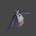 Cartoon Style Game Character With Red Spiked Hat Purple Coat And Orange Pants
