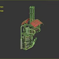Modern Red Household Appliance with Layered Structure and Stand Design Details