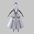 Elegant Woman in White Dress with Tiara Necklace Long Gloves and High Heels