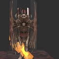 Winged Demon Character With Skull Face And Fiery Lava Surroundings