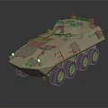 Sand Colored Armored Military Vehicle With Wheeled Design And Top Tactical Equipment
