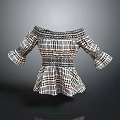 Stylish Off The Shoulder Plaid Dress With Flared Sleeves And Smocked Waist