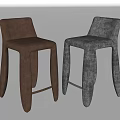 Two Stylish Upholstered Bar Stools In Brown And Gray With Curved Legs
