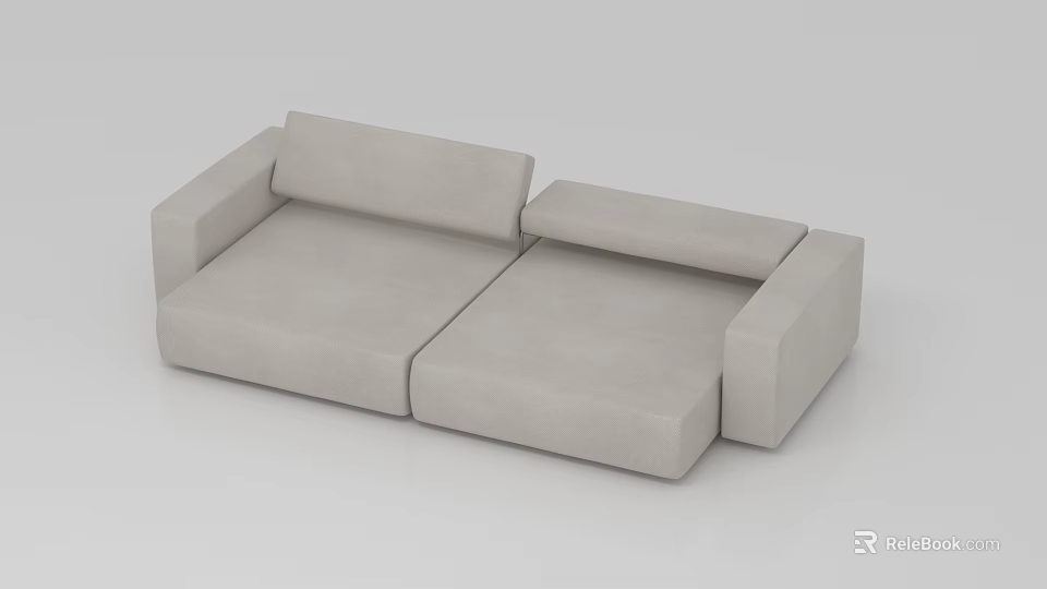Light Gray Modern Double Sofa With Sleek Lines And Minimalist Design 3d model