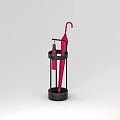 Practical Black Metal Umbrella Stand With Red Umbrella For Household Storage