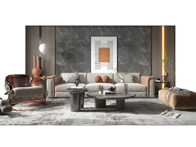 Modern Sofa Coffee Table Combination Sofa Chair Coffee Table Combination 3d model