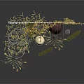 Garden Scene Construction With Yellow Leaf Tree Metal Fences Decorative Stones And Grass Patches