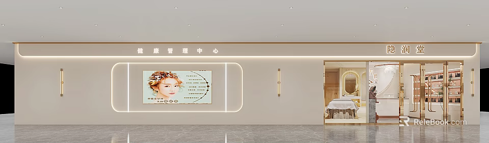 Modern SPA Sauna Health Center Interior Design With Relaxation Space And Treatment Beds 3d model 