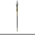 Decorative Ancient Spear With Golden Intricate Engravings And Metal Shaft Design