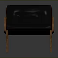 Modern Accent Chair With Black Cushion And Wooden Armrests And Legs
