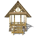 New Chinese Style Pavilion Bamboo House Architecture 3d model