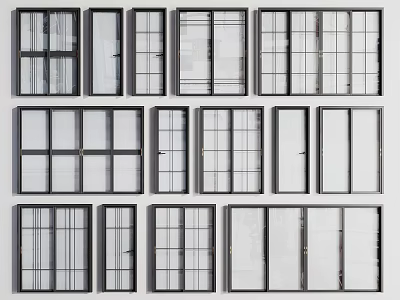 Various Modern Sliding Door Designs With Frame Options And Glass Panels 3d model