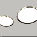 Two Modern Round Ceiling Lights With White Shade And Metallic Frame On Ceiling 3d model