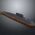 Military Submarine Watercraft Design With Gray Hull Orange Bottom And Conning Tower