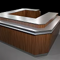 Modern Wooden Display Counter Shelf with Silver Top and Square Design for Retail Store
