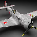 Vintage Gray Fighter Plane With Red Star Emblems On Wings And Propeller Details