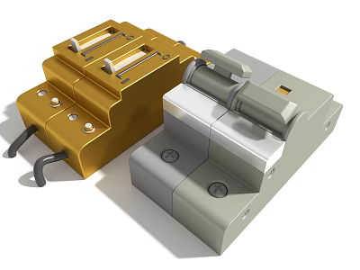 Durable Hardware Tools Golden And Gray Metal Vise With Adjustable Knobs 3d model