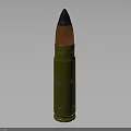Detailed Weapon Bullet With Green Casing Black Tip And Orange Section 3d model