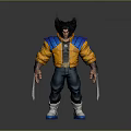 Wolverine Inspired 3D Character Model With Yellow Jacket Blue Shoulders Black Hair And Claws